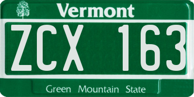 VT license plate ZCX163