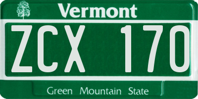 VT license plate ZCX170