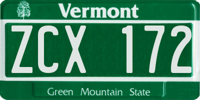 VT license plate ZCX172