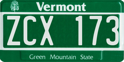 VT license plate ZCX173
