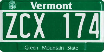VT license plate ZCX174