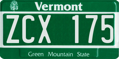 VT license plate ZCX175