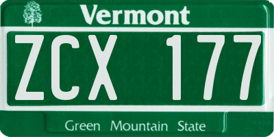 VT license plate ZCX177