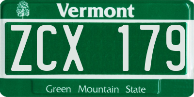 VT license plate ZCX179