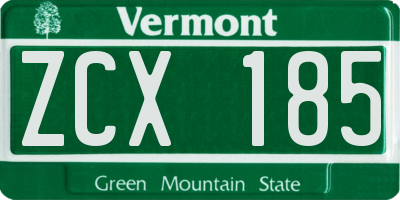 VT license plate ZCX185