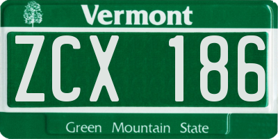 VT license plate ZCX186