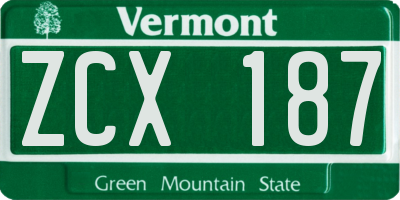 VT license plate ZCX187