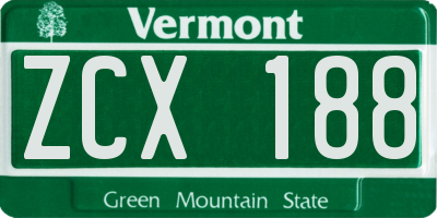 VT license plate ZCX188