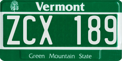 VT license plate ZCX189