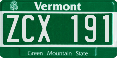 VT license plate ZCX191