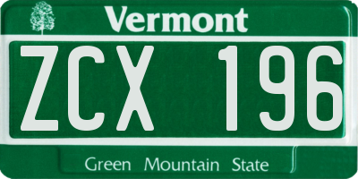 VT license plate ZCX196