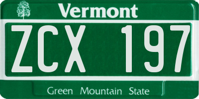 VT license plate ZCX197