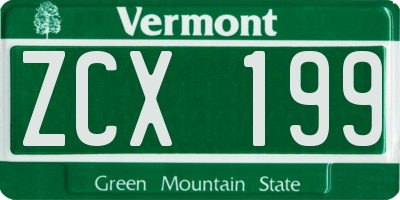 VT license plate ZCX199