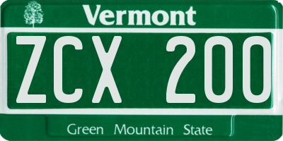 VT license plate ZCX200