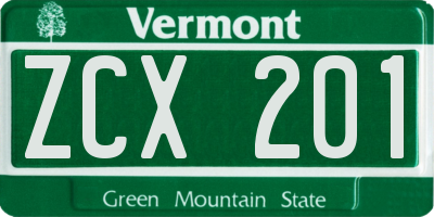 VT license plate ZCX201