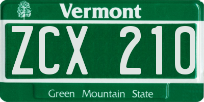 VT license plate ZCX210