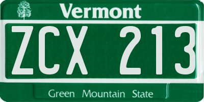 VT license plate ZCX213