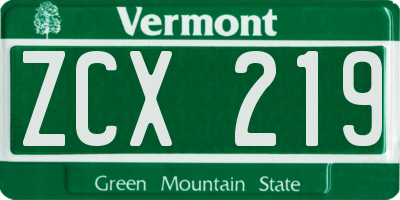 VT license plate ZCX219