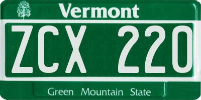 VT license plate ZCX220