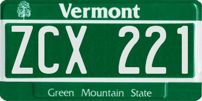 VT license plate ZCX221