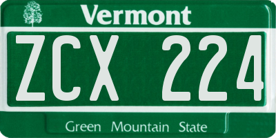 VT license plate ZCX224