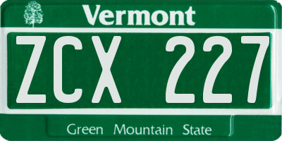VT license plate ZCX227