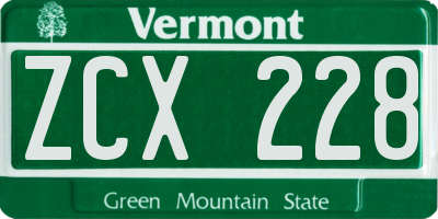 VT license plate ZCX228