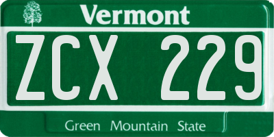 VT license plate ZCX229