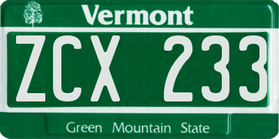 VT license plate ZCX233