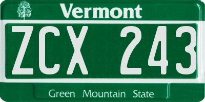 VT license plate ZCX243