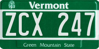 VT license plate ZCX247