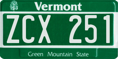 VT license plate ZCX251