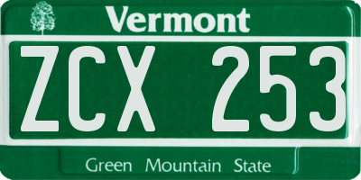 VT license plate ZCX253