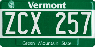 VT license plate ZCX257