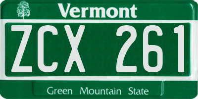 VT license plate ZCX261