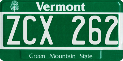 VT license plate ZCX262