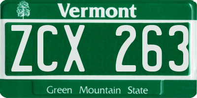 VT license plate ZCX263