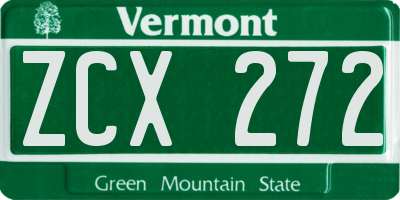 VT license plate ZCX272