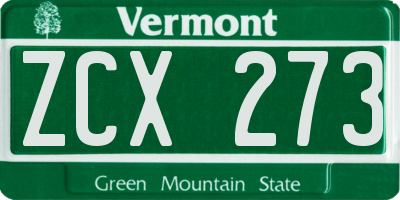 VT license plate ZCX273
