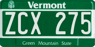VT license plate ZCX275