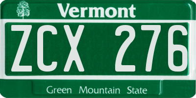 VT license plate ZCX276