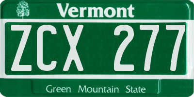 VT license plate ZCX277