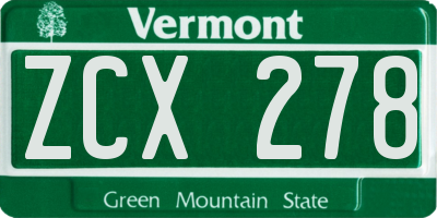 VT license plate ZCX278