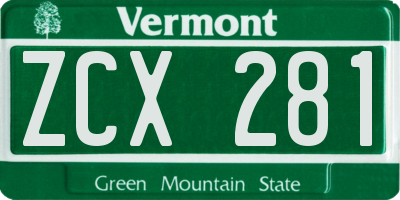 VT license plate ZCX281