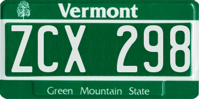 VT license plate ZCX298