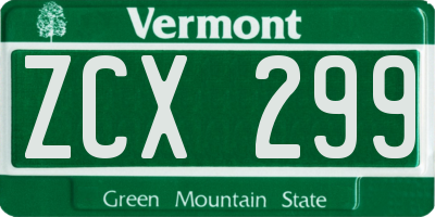 VT license plate ZCX299