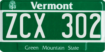 VT license plate ZCX302