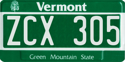 VT license plate ZCX305