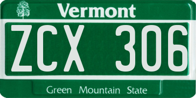 VT license plate ZCX306