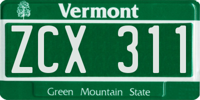 VT license plate ZCX311